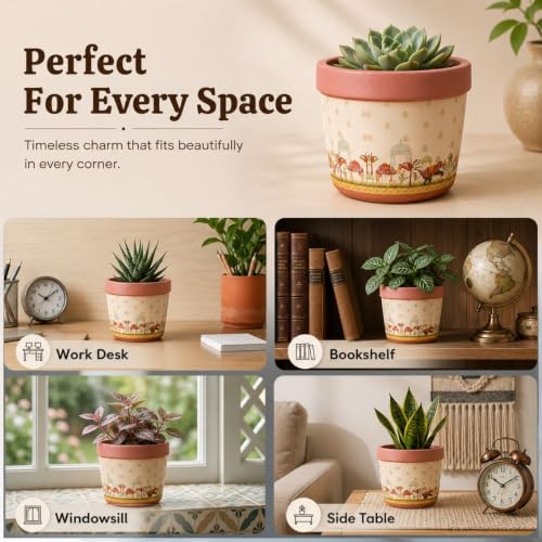 Image of Urban Upvan Decorative Terracotta Baby Pink Multi-Shades Planter Pot for Home & Garden | Indoor Outdoor Flower Pot for Balcony, Living Room, Office & Table Decor (Pack of 1)