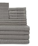 Baltic Linen Company Multi Count 100-Percent Cotton Complete 24-Piece Towel Set, Graphite Grey
