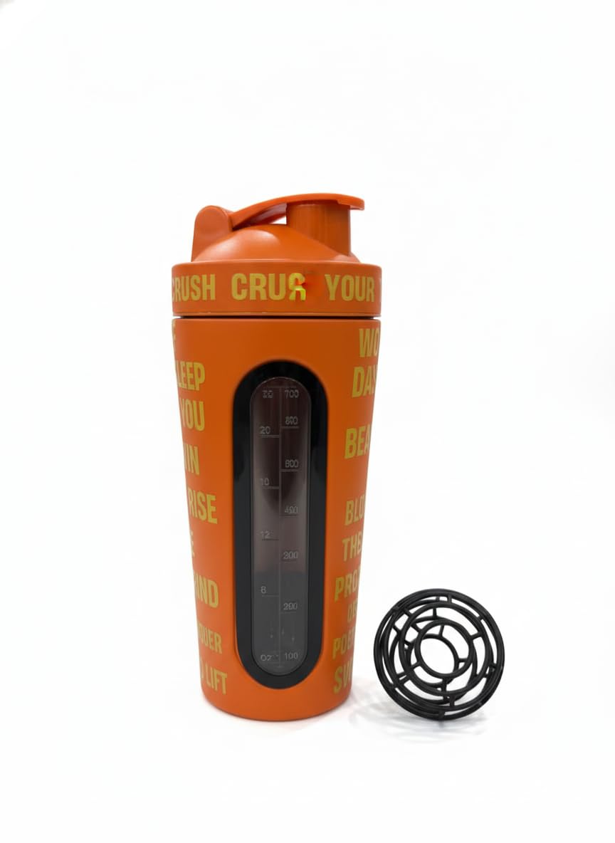 BEASTOX Protein Shaker Bottle 950ml | Leakproof BPA Free Gym Shaker | Smooth Mixing Fitness Bottle (Cheeto Dust Orange)