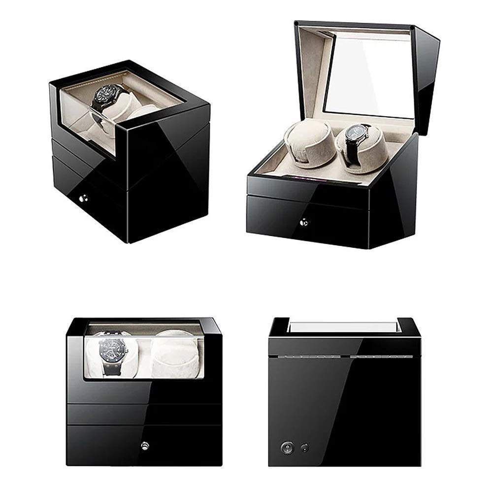 caricaorologi per 2 + 3 contenitori per Orologi caricaorologi Automatico con cassetto, Motore Display Digitale LCD lacca per Pianoforte 5 modalità di Rotazione