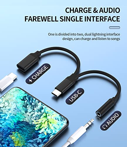 Usb-C To 3.5Mm Headphone Adapter(2 In 1)Dac Dongle Type C Charger Jack Splitter Audio Charging Cable Aux Cord Accessorie For Samsung Galaxy S20 S21 S22 Fe Ultra Note10 S9 S10 Google Pixel Lg Ipad Air4 #TOP6