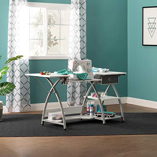 Sew Ready Venus Sewing Center, 56.75" W x 23.5" D x 30" H, Silver/White