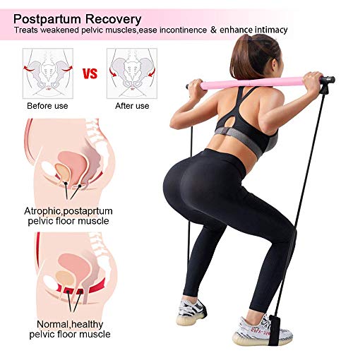 RIFFUE Portable Pilates Bar Kit with Resistance Band Portable Pilates for Total Body Workout Yoga Exercise Pilates with Foot Loop for Yoga, Stretch, Sculpt, Twisting, Sit-Up
