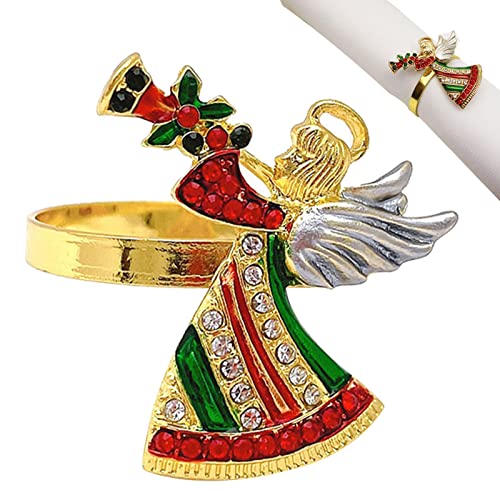 Virtcooy 5 Pcs Servilleteros de Navidad | Coloridos Anillos de servilletas de ángel con Diamantes de imitación para cenas navideñas - Soporte de Hebillas de servilleta para Bodas, cumpleaños, cenas Cover