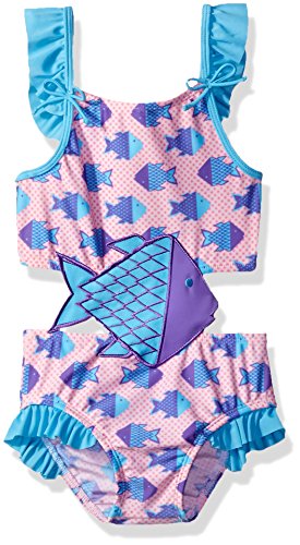 Image of Little Girls Solo Swim -Toddler - Origami Fish One Piece Swimsuit, Multi, 2T