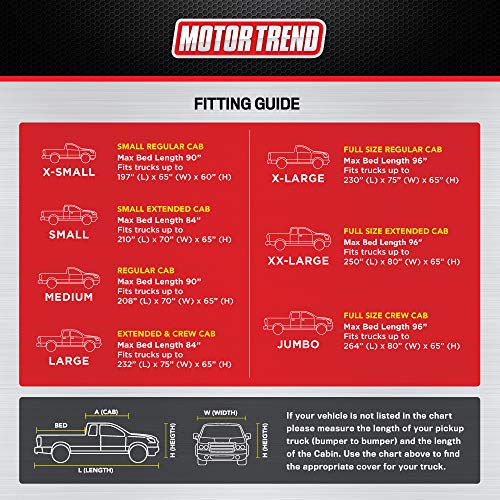 Image of Motor Trend Large Truck Car Cover Waterproof All Weather, Heavy Duty Car Cover Protection UV Rain Snow, Universal Fit Car Cover For Automobiles Pickup Trucks, Outdoor Indoor Cover For Trucks - 208 inch(L)