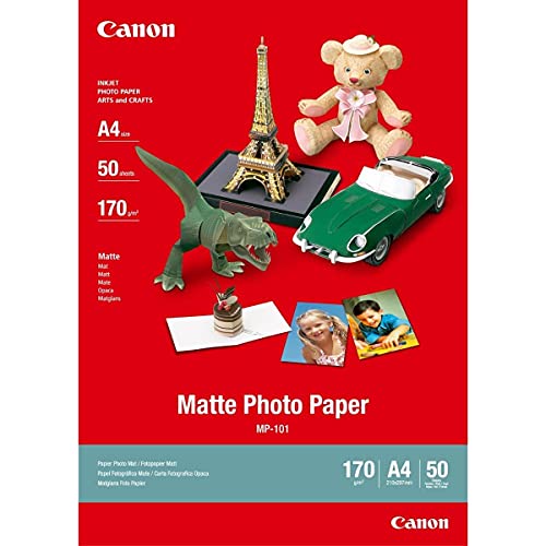 Canon Fotopapier MP-101 matt weiß - (DIN A4 50 Blatt) für Tintenstrahldrucker - PIXMA Drucker (170 g/qm), 242ZF37