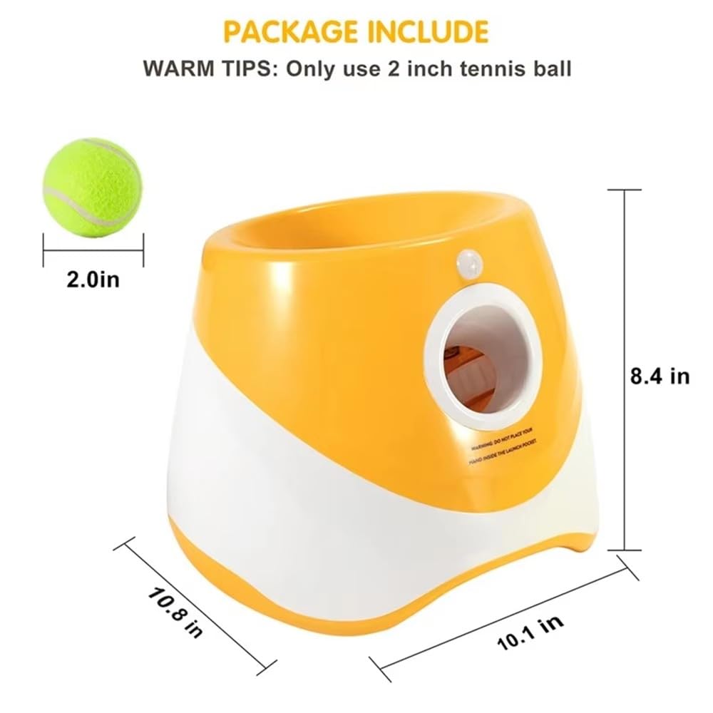 Lanzador automático de Pelotas para Perros, Lanzador de Pelotas de Tenis, Lanzador de Pelotas para Perros con 6 Mini Pelotas de Tenis de 2 Pulgadas y Bolsa de Malla, Lanzador Interactivo
