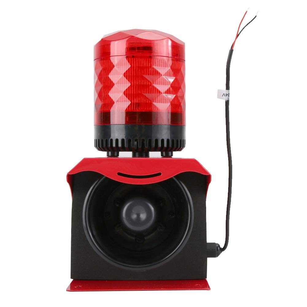 Naroote Alarma de Sirena de Bocina de Incendio Impermeable de 12-24 V con Control Remoto y USB para Uso Industrial