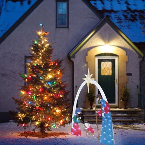 Bqlqbqlq BQLQBQLQ-31E9BB 5.1Ft Lighted Outdoor Christmas Decoration Nativity Scene,Outdoor Pre-Lit Iridescent Nativity Scene Xmas Decor,Lighted Christmas Yard Decor Nativity Set thumb #3