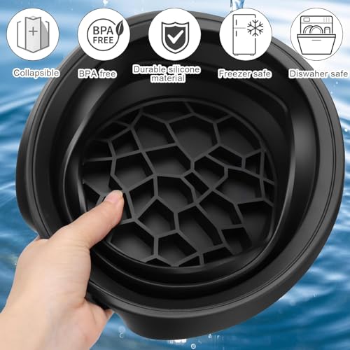 Image of Face Bowl for Ice with Built-in Ice Tray - Collapsible Silicone Facial Ice Bath Bowl for Cold Plunge Therapy, Skin Tightening & Acne Relief - Portable Spa Tool for Home & Travel