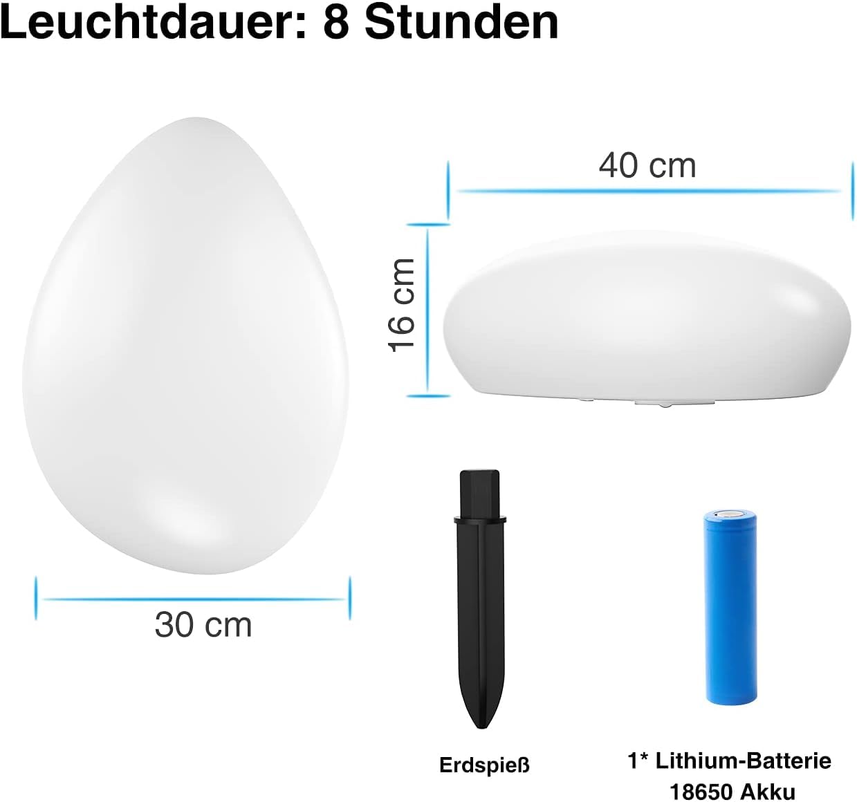 infray Solarlampen für außen, Solarleuchten für außen, Solar Gartenleuchten 40cm Solarkugel Garten mit 9 Modi, IP67 Wasserdicht LED Solarlampen, 40 x 30 x 16 cm.
