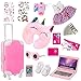 ZQDOLL American 18 inch Doll Clothes and Accessories - Travel Suitcase Play Set Including Suitcase Clothes, Shoes, Sunglasses, Camera, Unicorn Pillow, for 18 inch Doll(No Dolls)