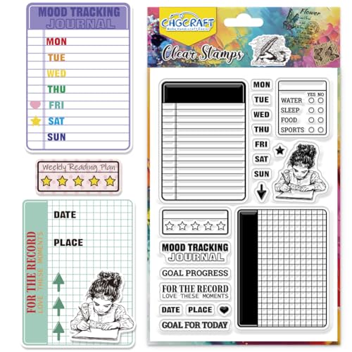 CHGCRAFT Notebook Clear Stamps Diary Transparent Silicone Stamps Silicone Clear Stamp Seals for Cards Making DIY Scrapbooking Photo Journal Album