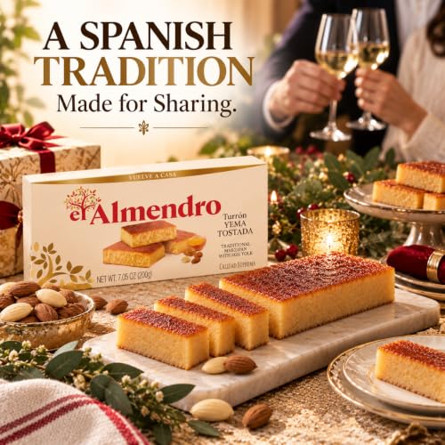 El Almendro Toasted Egg Yolk custard Nougat (Turrón de Yema Tostada), Authentic Spanish Gourmet Candy, Soft Almond Sweet Treat, Gluten-Free - 7.05 oz (200g) - image 7
