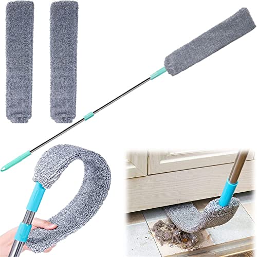Limpiador de polvo retráctil, plumero de manos de microfibra, limpiador de polvo de brecha 2022, cepillo telescópico para polvo húmedo y seco, debajo del refrigerador y electrodomésticos Cover