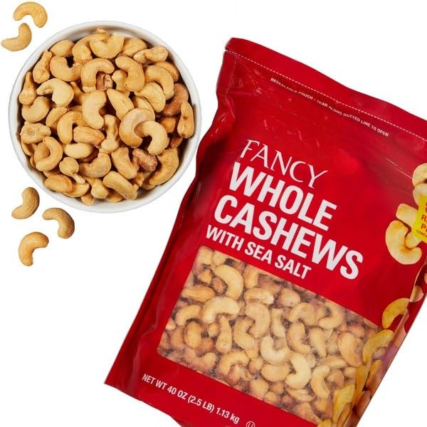 Fancy Whole Cashews, Premium Roasted Cashews, Crunchy & Delicious, Perfect for Snacking, Baking, and Gifts , Each cashew is carefully selected to ensure consistent size, quality, and flavor , Perfect for everyday snacking, baking, cooking, or adding to trail mixes. [ 40 oz , 2.5 lb ] image 5