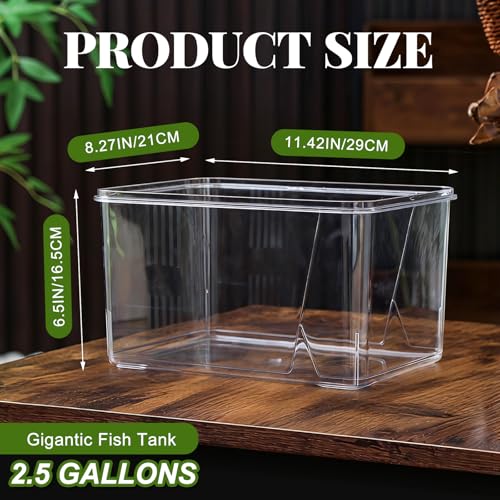 Image of Geelin 2.5 Gallon Plastic Fish Tank Large Bowl Shatterproof with Crystal Clear Clarity for Terrarium, Flower Vase Centerpiece Gift for Fish Lovers (Square)