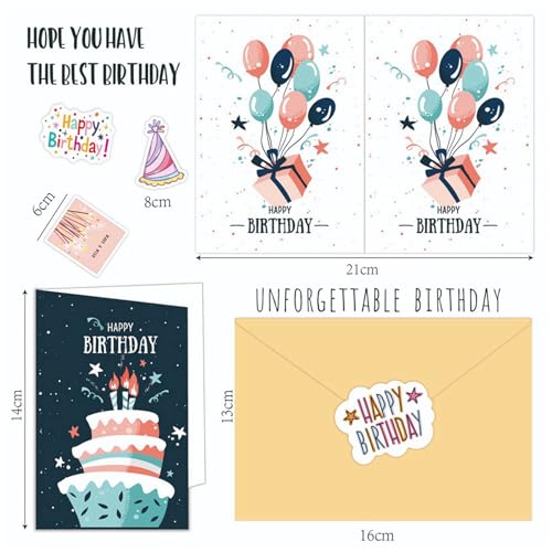 Cartes d'anniversaire uniques avec enveloppes et autocollants pour enfants - Lot de 200 - 2