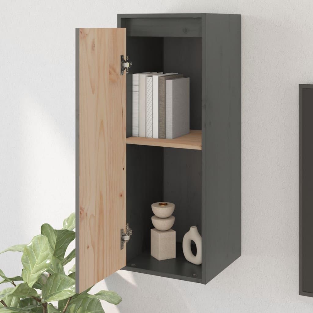 Wandregal Grau 30x30x80 cm Massivholz Kiefer Schwebendes Bücherregal mit Industrial Style für Wohnzimmer Küche und Badezimmer