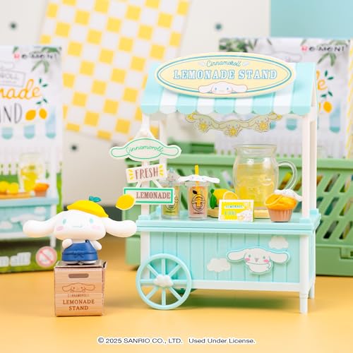 Hamee Re-Ment Hello Kitty and Friends Cute Blind Box Diorama Miniature Figure Set for Collectible Figurine (Cinnamoroll’s Lemonade Stand) – 8 Pc. (Full Set with Tear-Away Display Background)
