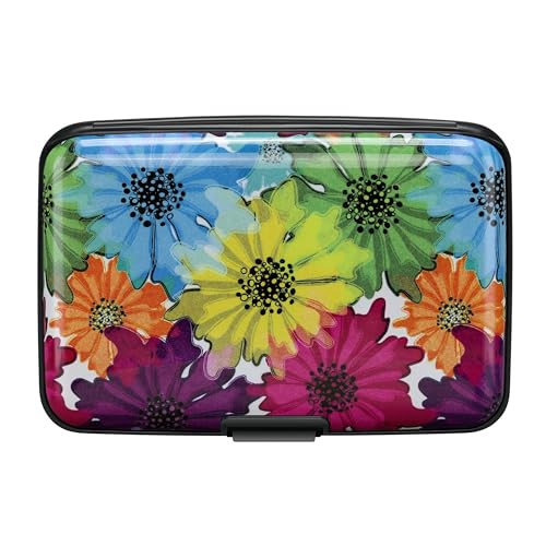 ELFISH RFID Blocking Credit Cards Holder Aluminum Wallet Metal ID Case for Men Women(Daisy)4