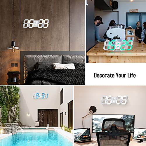 EDUP HOME 3D LED Digital Wall Clock 9.7" RGB Neon Alarm Clock, Large Display Desk/Wall Clock for Bedroom Living Room, 7 Colors Night Light, Adjustable Brightness, Time Date Temperature, 12/24H by EDUP HOME - Image 2