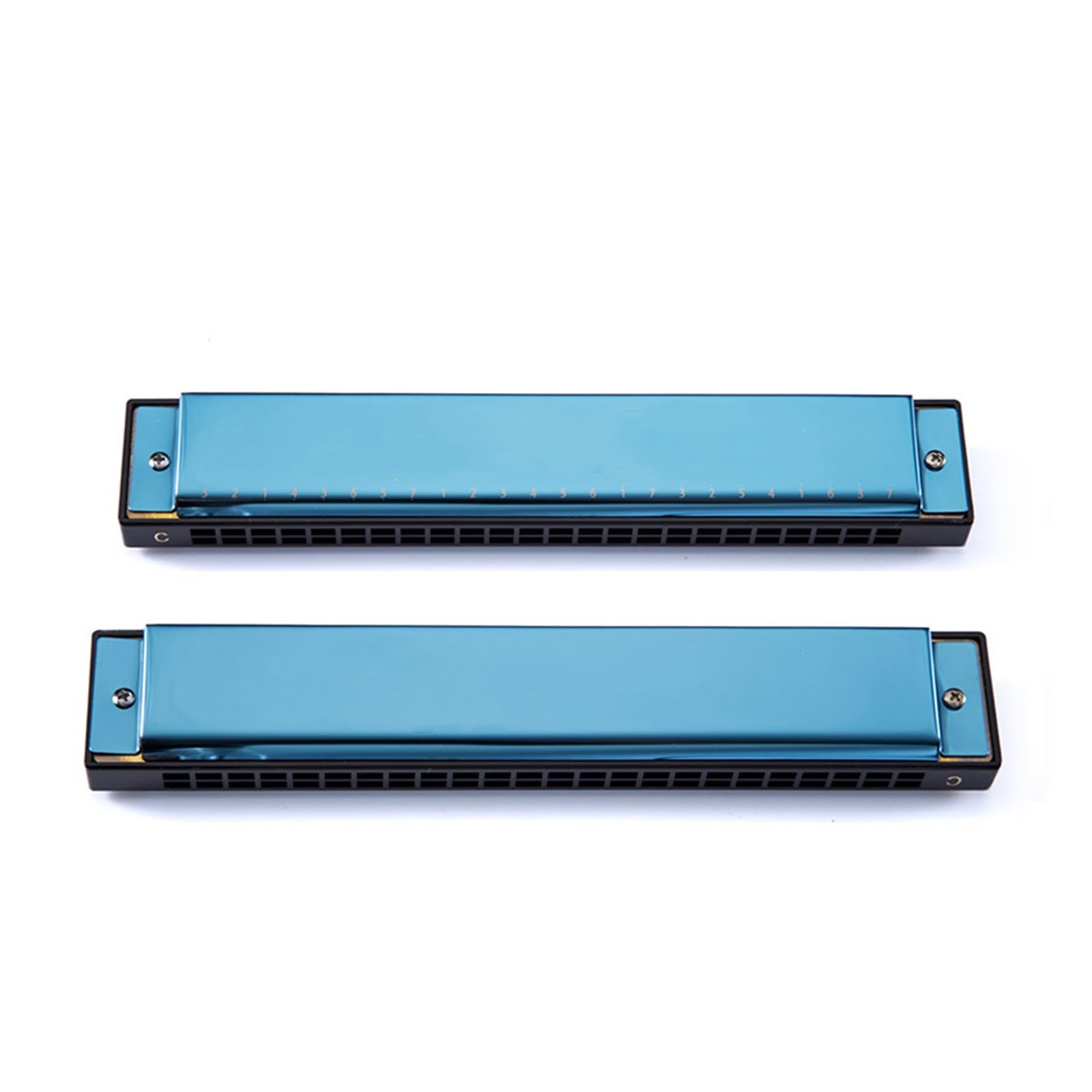Mundharmonikas 24 Löcher Tremolo Mundharmonika Schwarz/blau (Color : Blue)