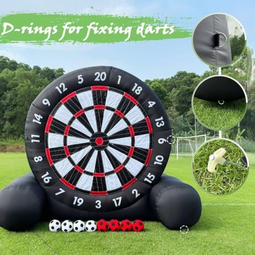 Juego de diana inflable – 3 m de alto adhesivo con soplador de 370 W y 8 bolas, juego de dardos de fútbol gigante para diversión y fiestas en el patio trasero