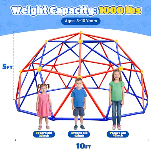 Image of Zupapa 10FT Climbing Dome, Outdoor Jungle Gym for Kids with Climbing Grip - Geometric Dome Climber Outdoor Playset and Easy Assembly Outdoor Play Equipment for Kids (Purple, 10FT)