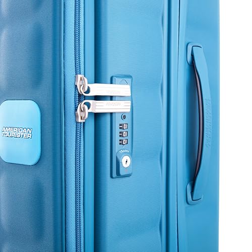 Image of American Tourister Bitbloc | Check-in Trolley Bag (68.5 cm) | 69 Ltrs | 360 8 Wheel Spinner | Hard Case | Recessed TSA Lock | 3 Years Global Warranty | Teal