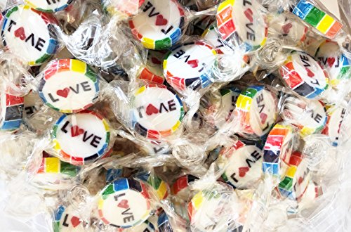 100 Rainbow Pride Sweets met LIEFDE in het midden in Watermeloen Smaak Rood Hart - Afbeelding 3