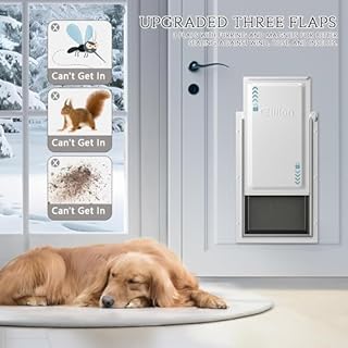 Eillion Extra Large Dog Door for Exterior Door, Up to 220 lbs, Doggy Door with 3 Flaps Opening 13.4" x 23.1", Aluminum Frame, Metal Closing Panel and Lock, XL Dog Door for Exterior Doors