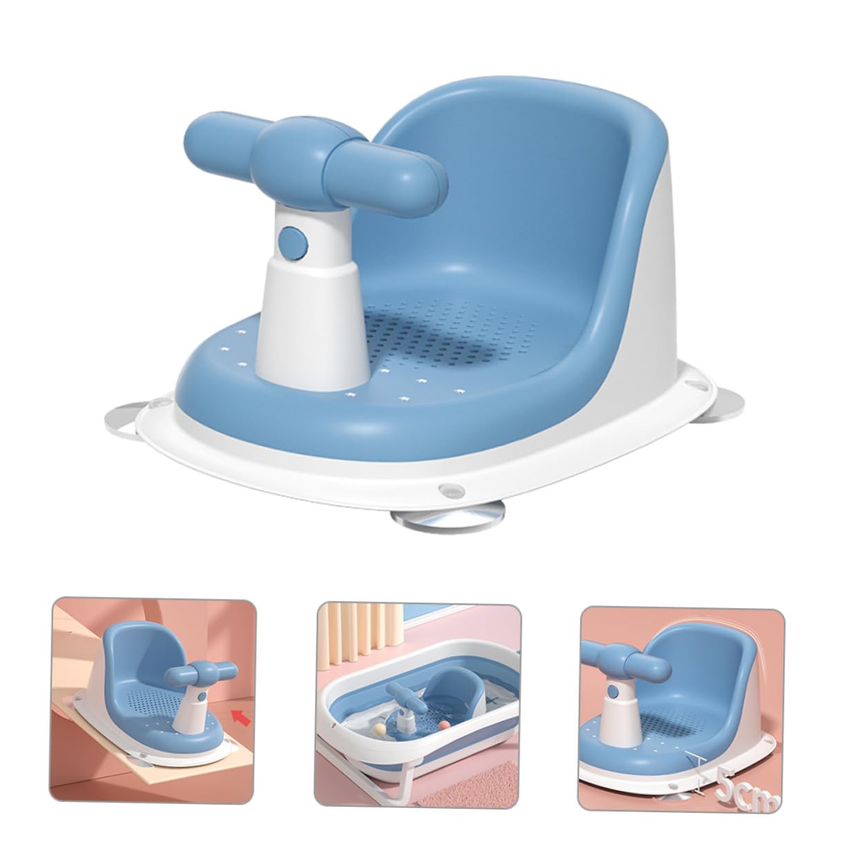 Bathtub Seat with Premium PP Material Stable Newborn Shower Seat for Bathing Haircut Feeding Space-Saving Design Suitable for Boys