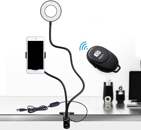 mjwdp 2 in 1 led selfie ring light with long arm cell phone holder for makeup photographt fill lamp color d