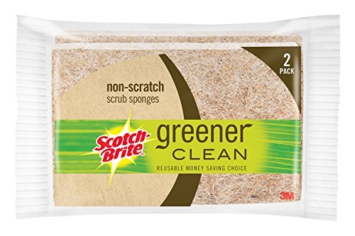 Scotch-Brite Greener Clean Natural Fiber Non-Scratch Scrub Sponge, Made from 100% Plant-Based Fibers, 6-Sponges
