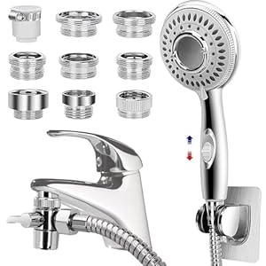 Shower Head Sink – Faucet Bathtub, Hose Sprayer Attachment with 9 Adapters, 79″ Hose for Hair Washing, Pet Dog Rinse & Baby Bath, ON/OFF Extension for Tub Faucet, Utility Sink, Laundryroom, Garden