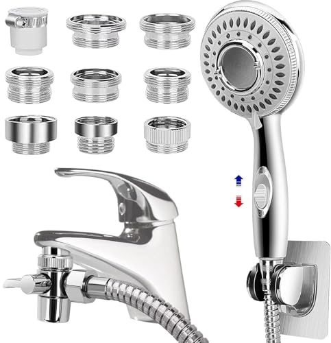 Shower Head Sink - Faucet Bathtub, Hose Sprayer Attachment with 9 Adapters, 79" Hose for Hair Washing, Pet Dog Rinse & Baby Bath, ON/OFF Extension for Tub Faucet, Utility Sink, Laundryroom, Garden by JIEYUMJ - Used condition - US$28.05