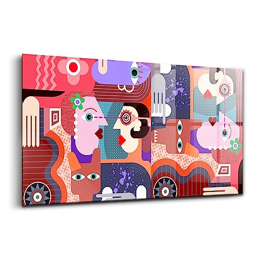 Verre d'art Wallfluent peinture moderne 120x60cm aux détails d'expressions