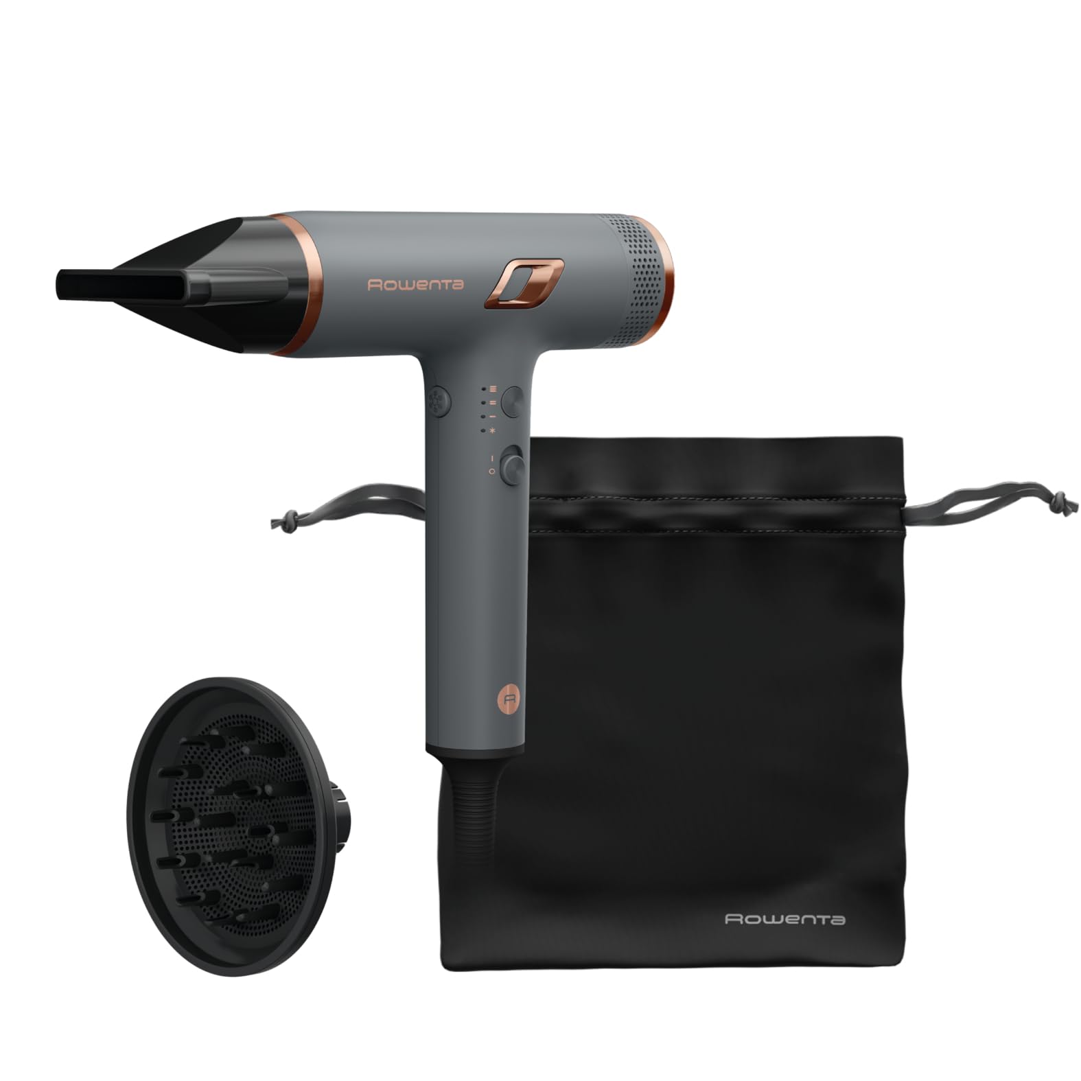 Nano de Rowenta, Secador de Pelo, Tecnología de Motor de Alta Velocidad, Flujo de Aire de más de 266km/hora, Diseño Compacto, Gris, HY8120F0