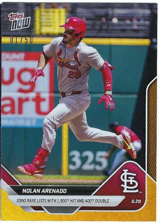 NOLAN ARENADO 2025 Topps Now #362 GOLD FOIL PARALLEL Baseball Card #01 of only 50 Made! St. Louis Cardinals