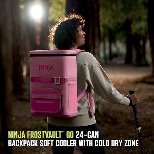 Image of Ninja FrostVault Go Can Soft Cooler, 24 /36 Can, Leak Proof, Built-In Cup Holder, 2 Ice Packs & Dry Storage Drawer, Polyester Insulation, Hiking, Camping, Picnic