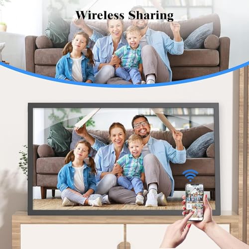 21.5" Large Digital Photo Frame WiFi, 32GB 1920x1080 IPS FHD 1080P, Auto Rotate, Share Photo Video via App Email, Free Cloud Storage, Wall Mounted, Gift for Grandparents Father Mother - Image 4
