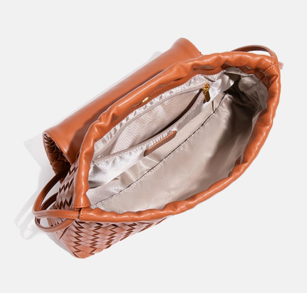 Borsa Hobo Intrecciata Per Donna in PU, Borsa A Spalla Con Patta Magnetica, Tracolla Regolabile Grande Capacità Per Uso Quotidiano Lavoro E Shopping