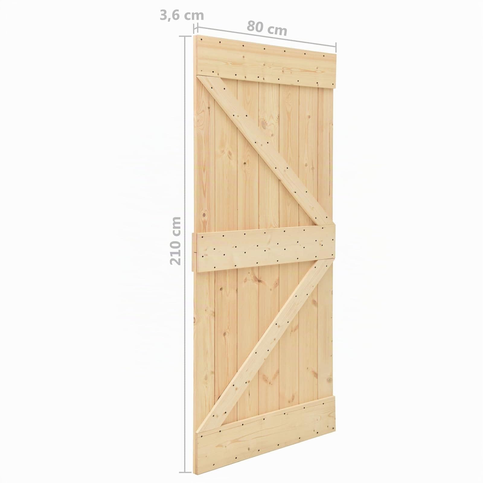 vidaXL Puerta Corredera 80 x 210 cm Madera de Pino Maciza