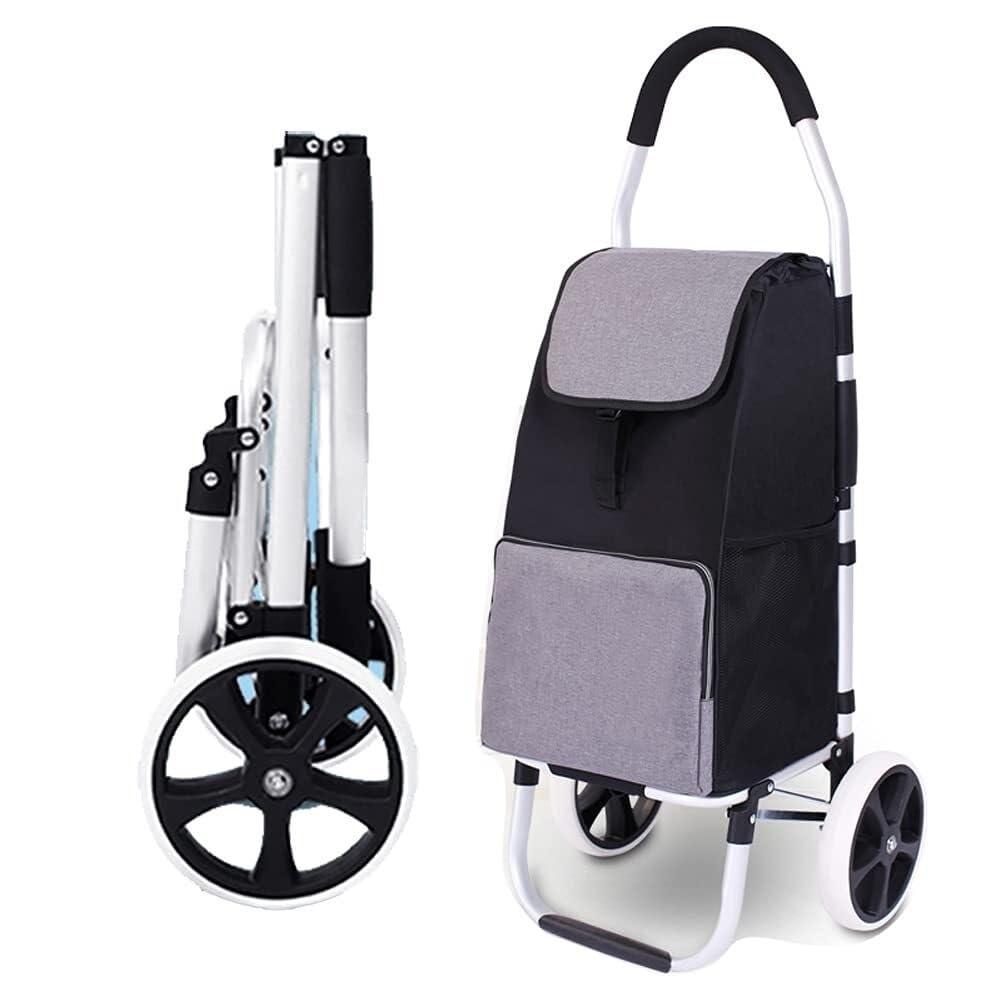 shopping trolleys. Collapsible 2 Large Wheels Silent Cart Trolley Bag Removable Lightweight Large Capacity(A)