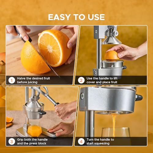 Image of CO-Z Commercial Grade Citrus Juicer Hand Press Manual Fruit Juicer Juice Squeezer Citrus Orange Lemon Pomegranate (Gray)