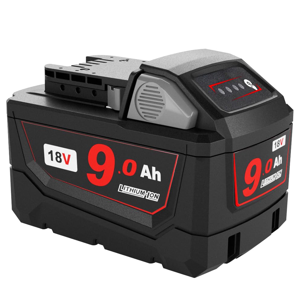 Batería de repuesto de litio de 9 Ah y 18 V compatible con Milwaukee 18V 48-11-1815 48-11-1850 48-11-1860 baterías de litio inalámbricas