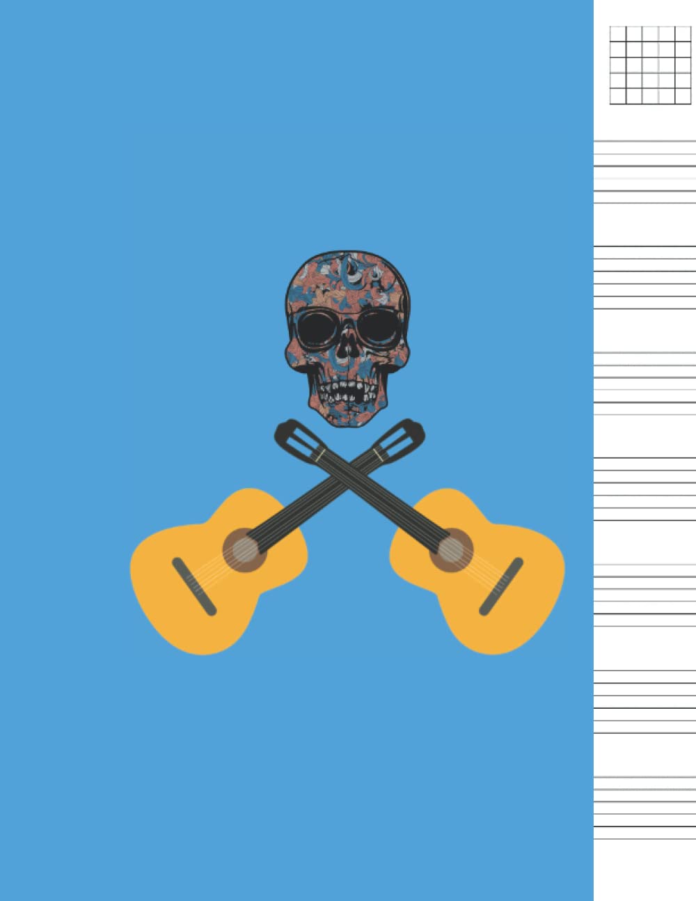 Blank Guitar Tab Music Sheets: Blank Guitar Tab Notebook - Blank Music Sheet Paper for 6 String Guitar Tablature - Notebook for Music Composition and Songwriting with Skull