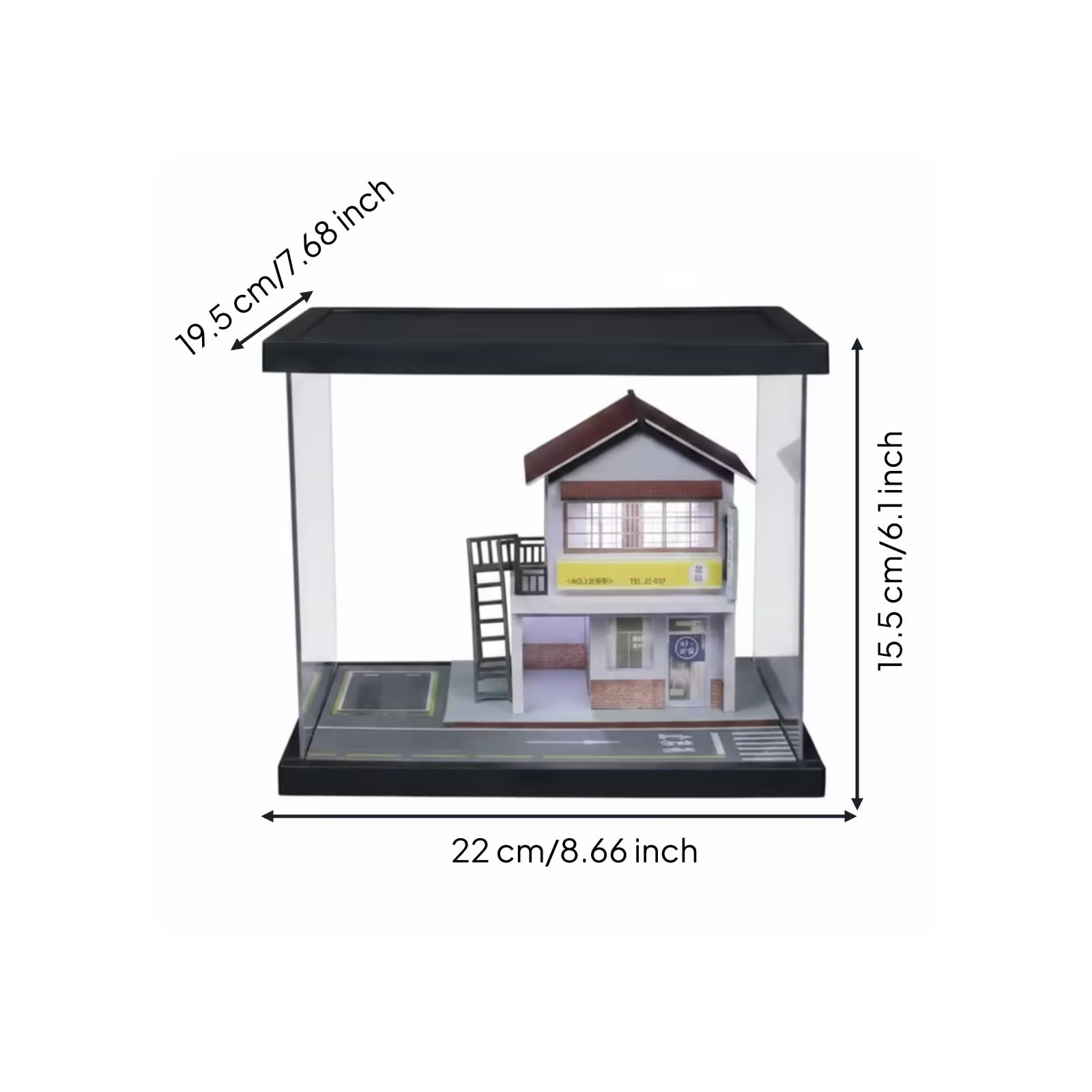 Baoblaze Modello di Scena Stradale con Custodia | Acrilico Trasparente, Antipolvere, Diorama Stradale in Miniatura, per Esposizione su Mensola